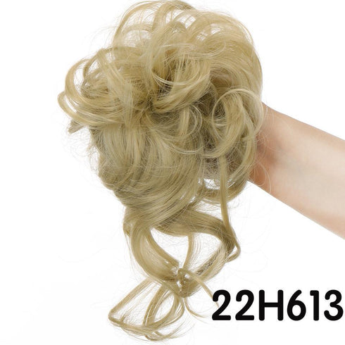 Synthetic bun wig fluffy hair ring ball head